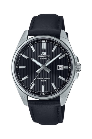 Leren Quartz Horloge - Zwart en Zilverkleurig