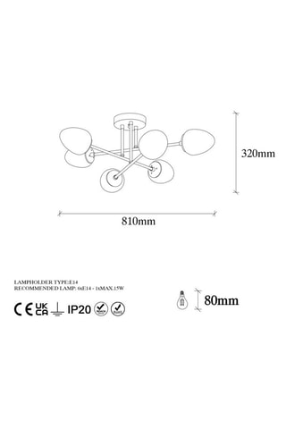 Plafonnier Camflo - Bronze - 6 x 15 W