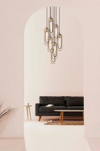 Suspension Cerco - Noir et doré - 7 x 40 W