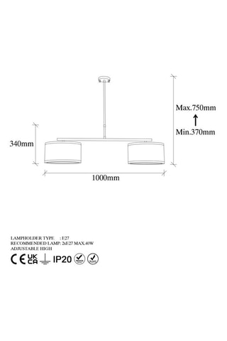 Suspension Way - Doré et blanc