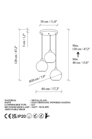 Suspension Benek - Turquoise - 3 x 40 W