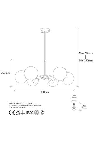 Suspension Akkas - Doré et blanc - 6 x 40 W