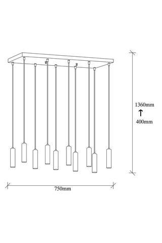Suspension Tempo - Noir et doré - 10 x 40 W