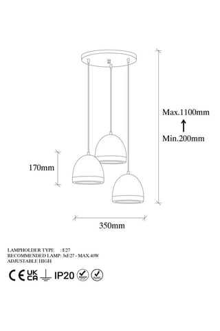 Suspension - Doré - 3 x 40 W 