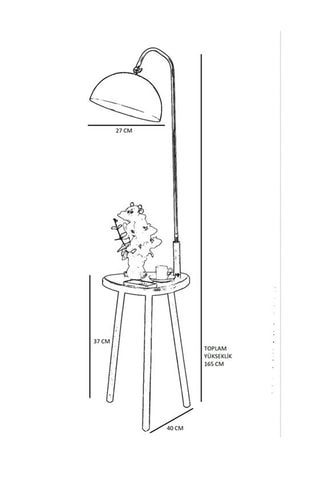 Lampadaire - Noir et naturel - 60 W - 160 cm
