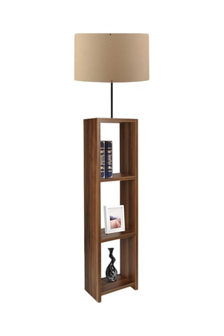 Candeeiro de pé com prateleira Ayd - Natural e castanho - 60 W - 150 cm