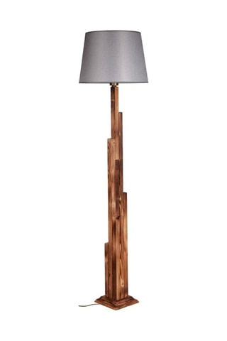 Lampadaire en bois - Naturel et gris - 60 W - 175 cm