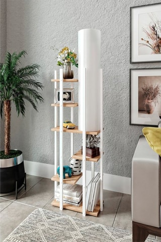 Lampadaire Vogue ERH - Blanc et naturel - 60 W