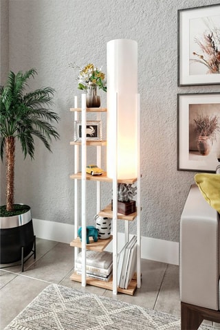 Lampadaire Vogue ERH - Blanc et naturel - 60 W