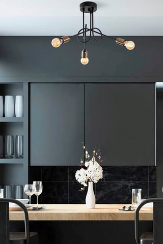 Plafonnier - Noir et bronze - 3 x 15 W