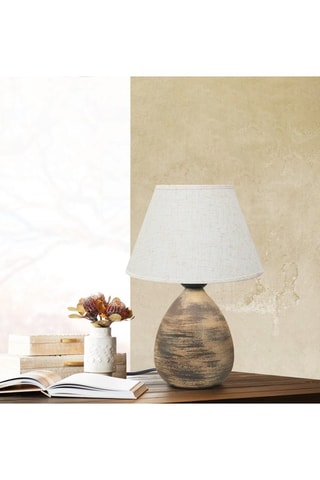 Lampe à poser en céramique - Crème et marron - 40 W