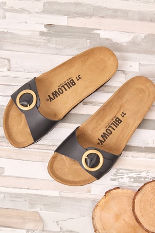 Mules em couro - Preto 