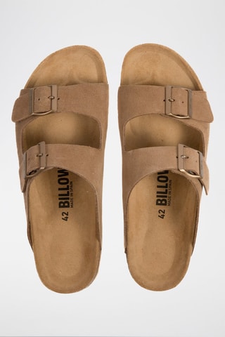 Mules de nobuck Castanho