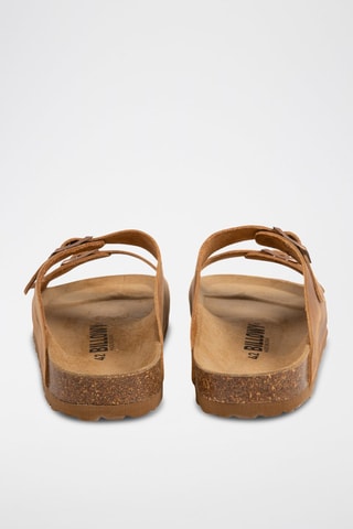 Mules de couro Camel