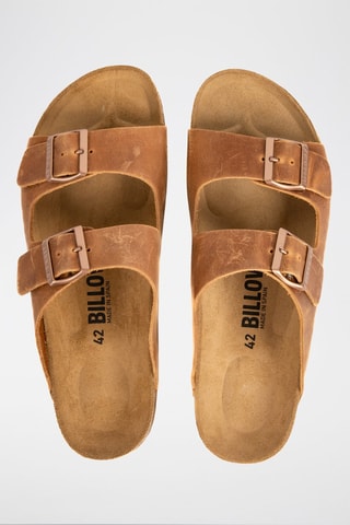 Mules de couro Camel