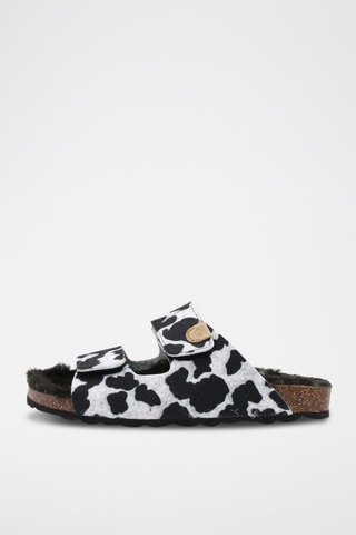 Mules Cru mesclado e preto