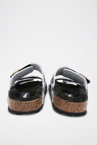 Mules Cru mesclado e preto