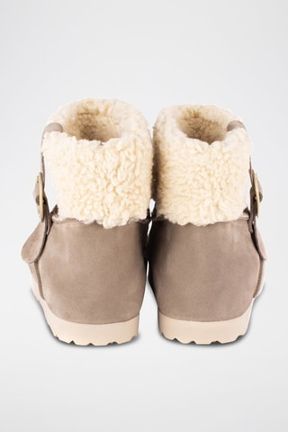 Botins forradas em nobuck - Cinzento e creme