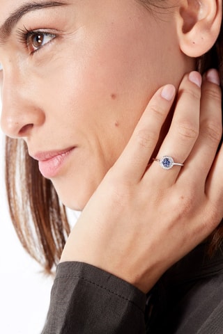 Ring Bouclier  Witgoud, Diamanten en Saffieren