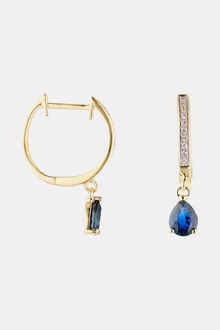 Oorbellen Saphir Eternel - Geelgoud, Diamanten en Saffier