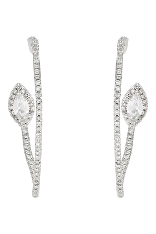 Oorbellen Calathea Witgoud, Diamanten en Topazen