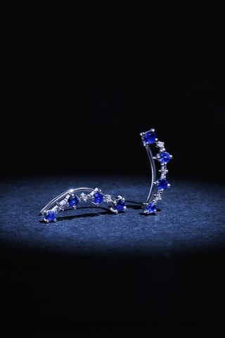 Oorbellen Océan - Witgoud, Diamanten en Saffieren