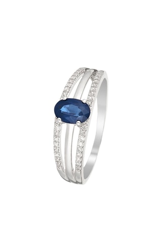 Trouwring Au Nom du Saphir Witgoud, Diamanten en Saffier