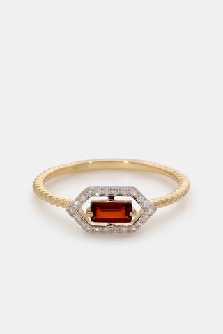 Ring Isaline - Geelgoud, Diamanten en Granaat