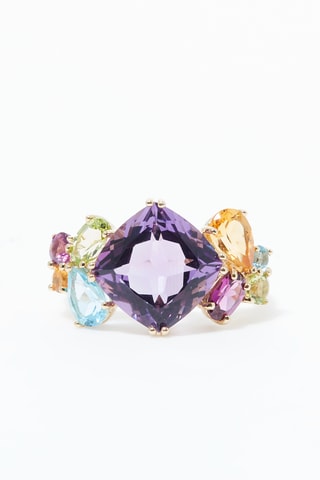 Ring Kleur Gemixt 
Geelgoud, Amethisten, Citrienen, Peridoten, Rodolieten en Topazen