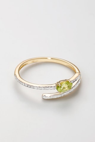 Ring Krystal Geelgoud, Diamanten en Peridoten