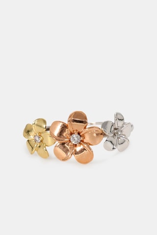 Ring Ikebana Witgoud, Roségoud, geelgoud en diamanten