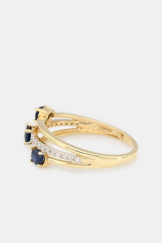 Ring Trio de Saphir - Geelgoud, Diamanten en Saffieren