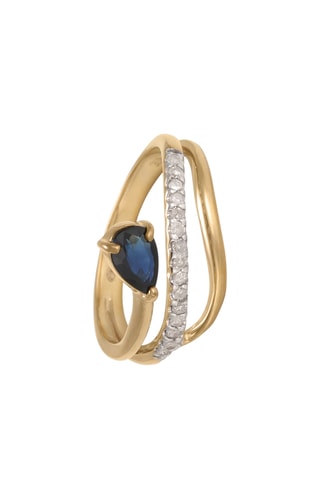 Ring  Geelgoud, Diamanten en Saffier