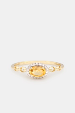 Ring Mélusine - Geelgoud, Diamanten en Citrien