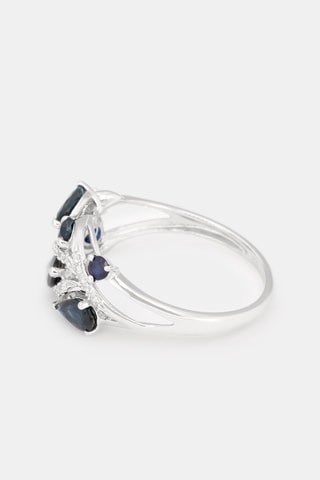 Ring Floral Saphir - Witgoud, Diamanten en Saffieren