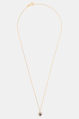 Hanger Heart - Geelgoud, Diamanten en Saffier