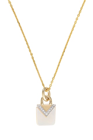 Hanger Cadenacre  Geelgoud, Diamanten en Parelmoer