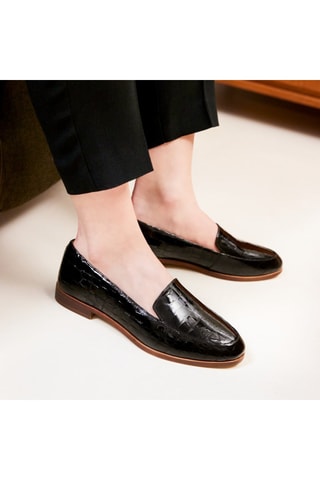 Mocassins en cuir verni Margaux  - Noir