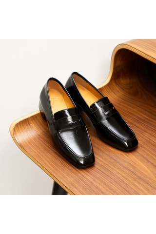 Mocassins en cuir verni Elise  - Noir