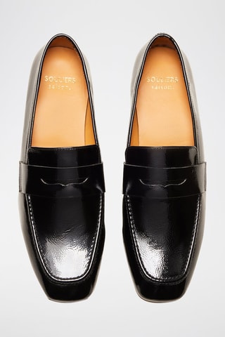 Mocassins en cuir verni Elise  - Noir