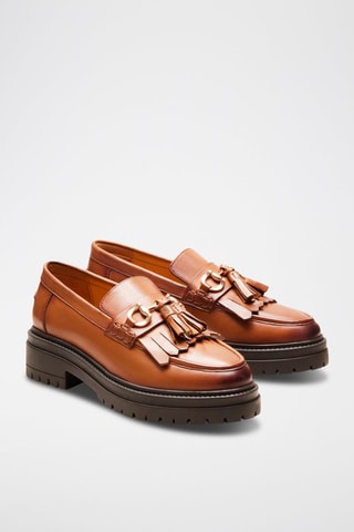 Mocassins plateformes en cuir Fiona - Camel