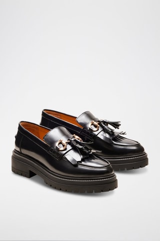 Mocassins plateformes en cuir Fiona - Noir