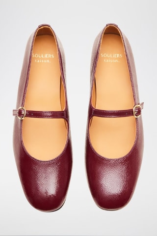 Ballerines en cuir verni Olivia - Bordeaux