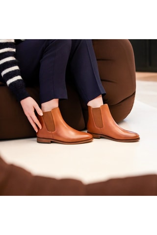 Bottines Chelsea en cuir Zoé  - Camel