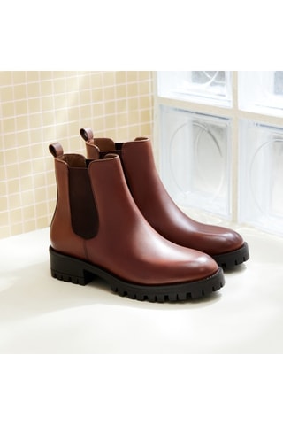 Bottines Chelsea en cuir Maia  - Marron et noir