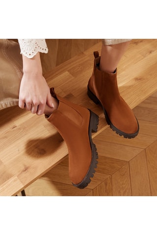 Bottines Chelsea en nubuck et cuir Estelle - Camel - Leonarr x Swan