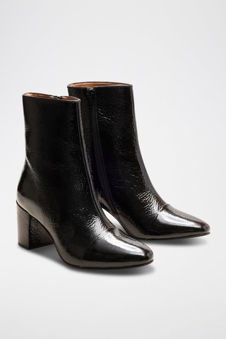 Bottines en cuir verni Léna  - Noir