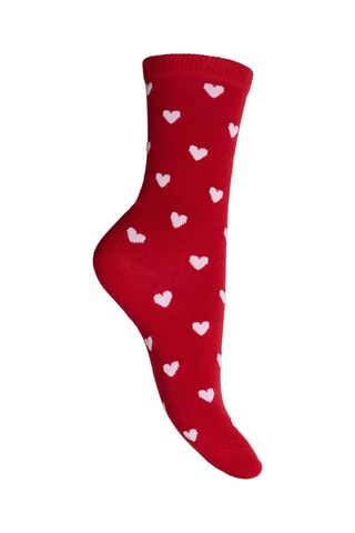 3 paires de chaussettes Coeur - Gris clair chiné et rouge