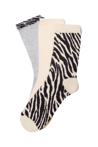 3 paires de chaussettes Zèbre - Noir et écru