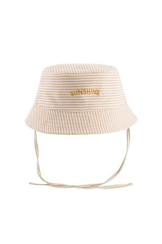 Dubbelzijdig Bobhoedje Sunshine - Ecru en Mosterdgeel